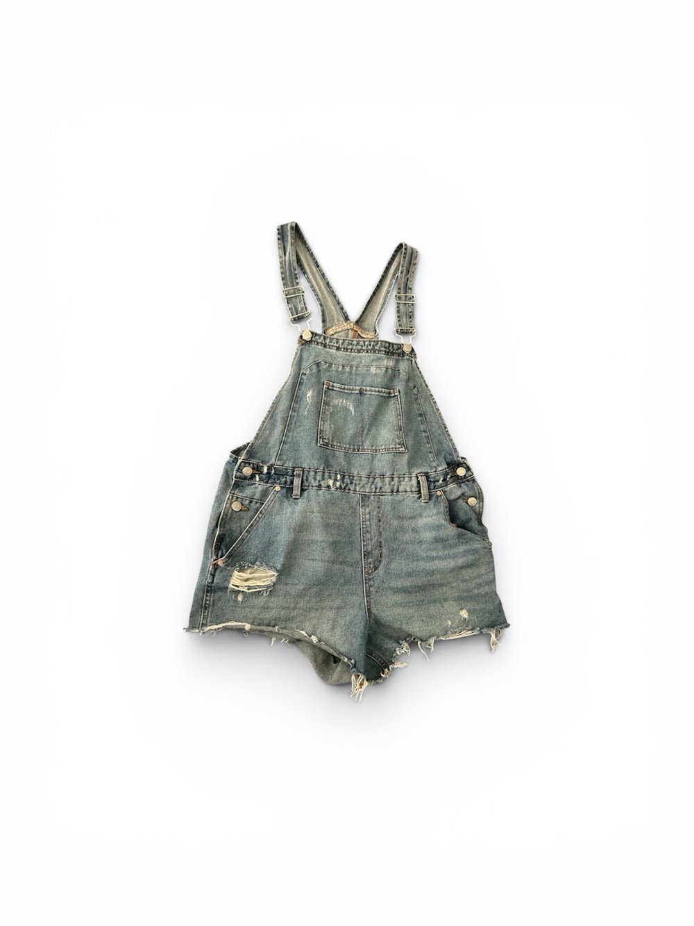 wild fable Distressed Denim Short Overalls - Faded Blue